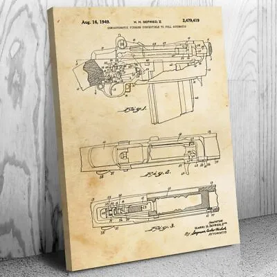 M14 Rifle Patent Canvas Print Soldier Gift Rifle Blueprint Military Wall Art • $99.95