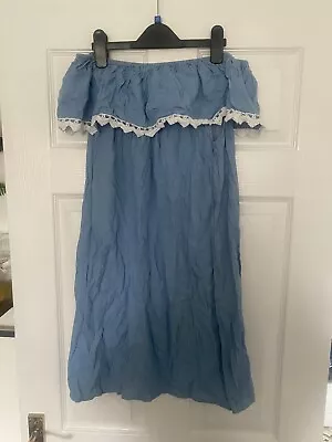 Cameo Rose Blue Bardot Dress Size 12 (C67) • £3.38