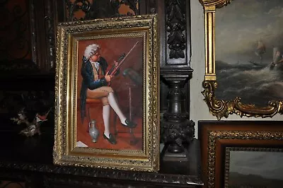 Lovely Old Musician Salon Painting     • $900