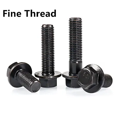 Black 10.9 Steel Fine Thread Hexagon Flange Head Bolts Screws M10 M12 M14 M16 • $11.93