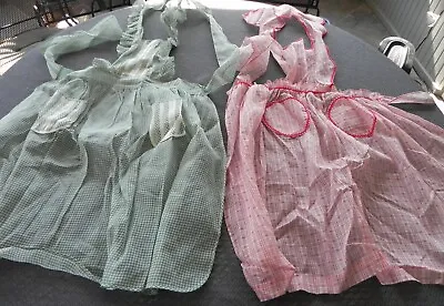 LOT 2 VTG Women's Full Bib Aprons Pockets Excellent-1 With Tag !! • $18.99