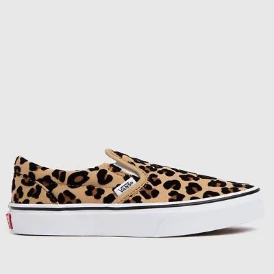 Vans Tan Classic Slip-on Leopard Trainers Shoes UK 3 (EU 35) - RRP £60 - BNIB • £27