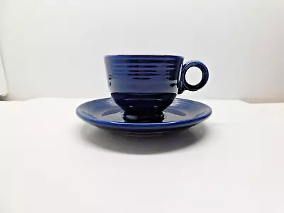 Vintage Fiesta Original Cobalt Blue Cup & Saucer Set Teacup Fiestaware HLC • $15