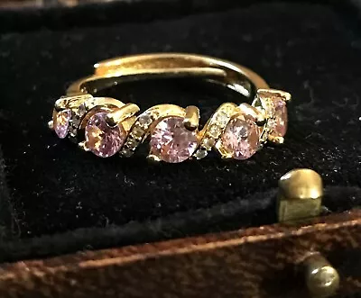£9.99 • Buy Vintage Style Jewellery Pink Topaz And White Zircon Ring 18K Gold Plated