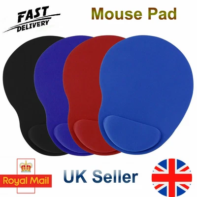 £3.49 • Buy Computer BLACK ANTI-SLIP MOUSE MAT PAD WITH FOAM WRIST SUPPORT PC LAPTOP UK