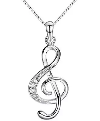 Music Note Pendant Necklace Cubic Zirconia Jewelry With 18  Chain For Women • $10.50