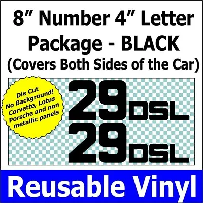 BLACK Reusable Vinyl Autocross And Track Day Numbers And Class Letter Package • $38.95