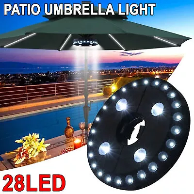 28 LED Patio Umbrella Light With 3 Brightness Mode Lights Outdoor Camping Use • $17.99