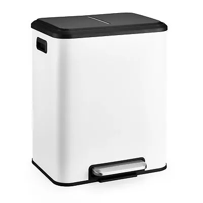 8 Gal Step On Trash Can Stainless Steel Dual Garbage Recycling Bin For Kitchens • $68.49