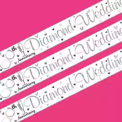 £2.19 • Buy Diamond Wedding Anniversary Banner 60th 60 Foil Wall Party Decorations 2.5m