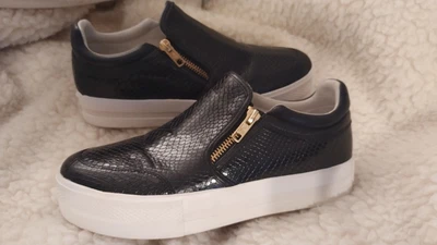 £40 • Buy ASH Black Leather Zip Flatform Trainers 39 UK 6 Worn Once
