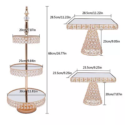 3-Tier Cupcake Stand Cake Dessert Gold Tower Plate Wedding Party Display Plate • $99