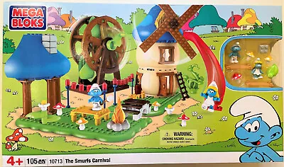 New Mega Bloks Smurfs 10713 The Smurf Carnival 105 Pcs Building Set Sealed • $199.96