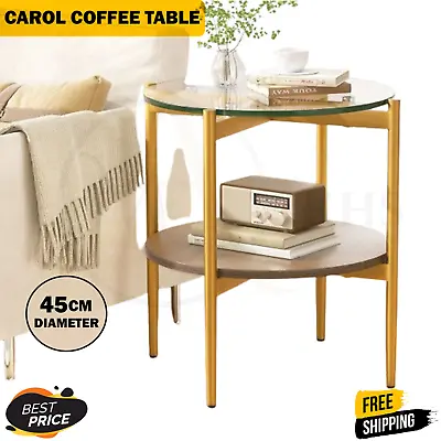 Artiss Coffee Table Side Table Laptop Desk Bedside Sofa Glass Table Metal Frame • $68.95