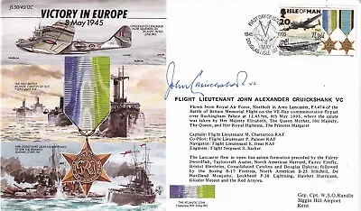 45/12d  Victory In Europe Flown Signed By Flt.Lt.John  A Cruickshank VC. Holder • £13.95