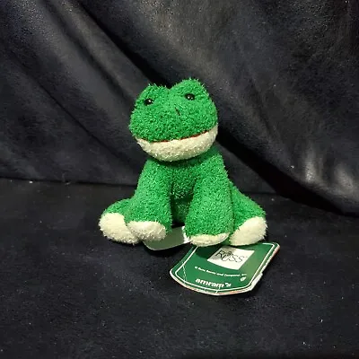 New Vintage Russ Berrie Green Frog Miniature Stuffed Plush Keychain Clip 3.5” • $9.88