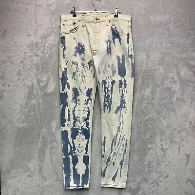 Vintage Levi’s Jeans 33 X 32 Tapered Fit Acid Wash Blue Denim USA Custom • £16.57