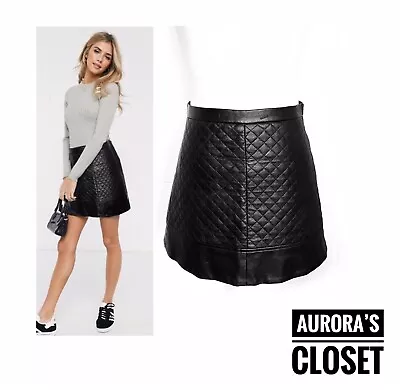 W118 Walter Baker 2 Black Quilted Mini Skirt Vegan Leather $150 • $24.99