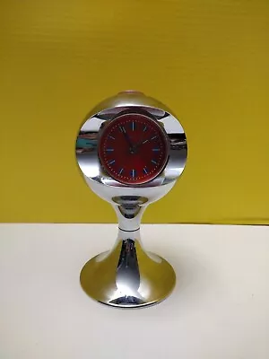 Vintage MCM Blessing Pedestal Alarm Clock Atomic SPACE AGE Red Chrome W Germany • $250