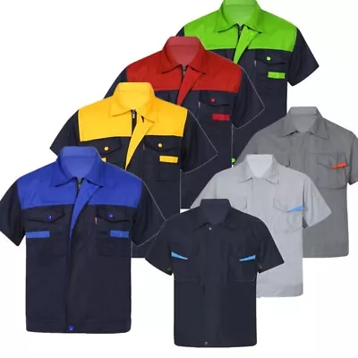 Men Work Shirt Auto Mechanic Technician Uniform Short Sleeve Industrial Uniform • $19.98