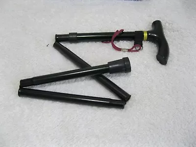 Black Walking Stick Easy Fold Cane Lightweight Mobility Collapsible Sticks • £5.65