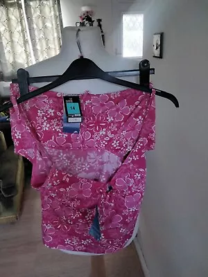 Marks And Spencer Pink Floral Print Tankini Top And Short Set Bnwt Size 14 • £24.99