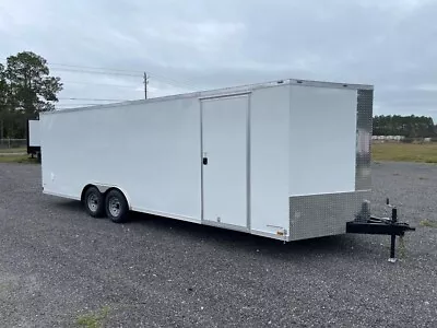 NEW 8.5X24 V-NOSE ENCLOSED CAR HAULER TRAILER 5200 LB AXLES RADIALS 8.5 X 24 • $7395