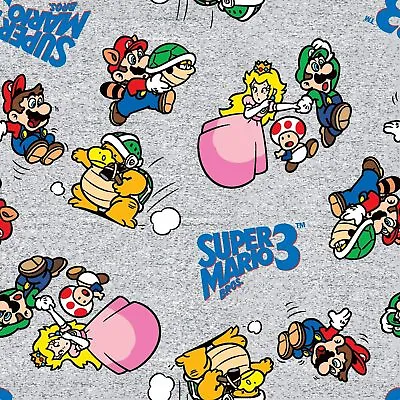 $13.99 • Buy  Go Mario & Friends Luigi Princess Peach Grey 100% Cotton Fabric By The Yard