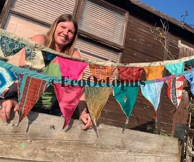 Boho Handmade Bunting Recycled Bunting Eco Friendly Bunting Festival Bunting • £12.99