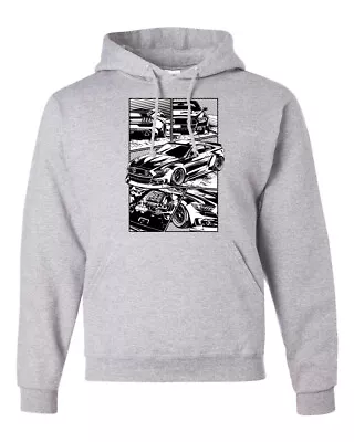 Comic Mustang Car Hoodie Racing Shirt Tuner Street Wear Apparel American Muscle • $38.99