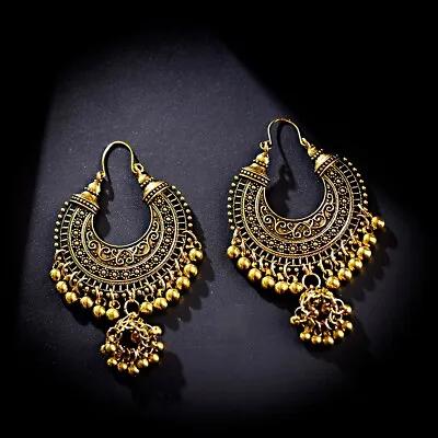 Exquisite Gold Plated Handmade Indian Jhumka Womens Earrings Bollywood Jewelry • $6.24