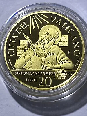 Vatican 20 Euro Gold Coin 2022 Proof Coa. 6 Grams 1300 Minted.21 Mm. • $599