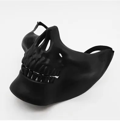 UK Seller Novelty Half Skull Mask Halloween Skeleton Jaw Face Protection Black • £8.99