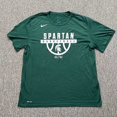 Michigan State Spartans Shirt XXL Mens Basketball Green Nike Tee MSU 2XL Top A2 • $14.05