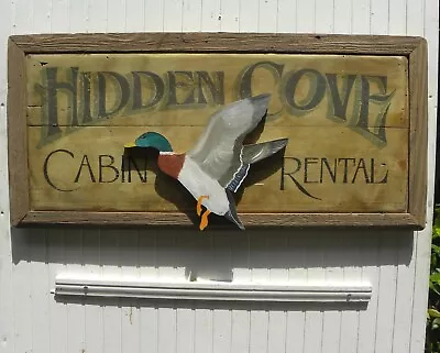 Hidden Cove Cabin Rental Wall Decor | Wooden Original Hand Painted W/Custom Trim • $175