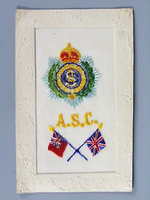 Postcard WW1 Embroidered Silk ASC Army Service Corps Military....Grade VG • £14