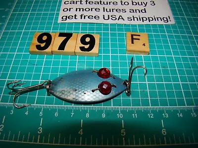 V0979 F Silver Blue Scale Red Eye Wiggler Unusual Metal Fishing Lure • $9.95