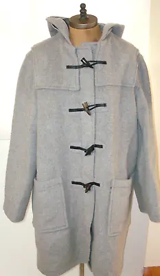 New NWT Mens Original Montgomery England L Gray Duffle Coat Italian Wool Horn To • $276.15