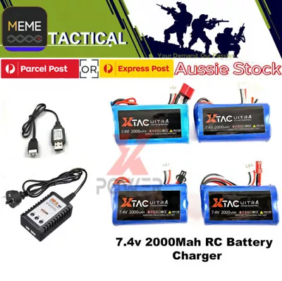 7.4v 2000mAH 2S Li-ion Battery RC CAR Deans JST Tamiya SM Plug Charger TRUCK TOY • $37.95