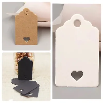 £1.80 • Buy Kraft Paper Blank Gift Tags Scallop Heart Hollow Labels 5x3cm White/Brown/Black