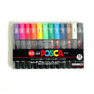 Posca Paint Pens Markers Extra Fine Point Set PC-1M | 12 Colors | US Seller • $26.99