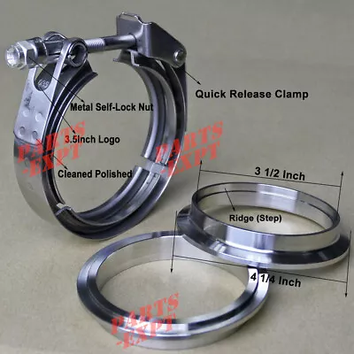 $19.90 • Buy 3.5inch Quick Release V-band Clamp & T304SS Flange Kit Muffler Exhaust Downpipe