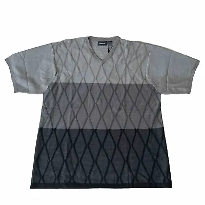 Claiborne Vintage 90s Men’s XL T-shirt Rayon & Nylon Knit Blend Angular V-Neck • $28.28