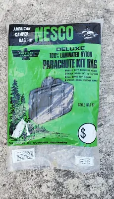 VTG Nesco DLX Parachute Kit Bag XL Carry Straps Rubber Nylon Green Japan NEW!!! • $39.99