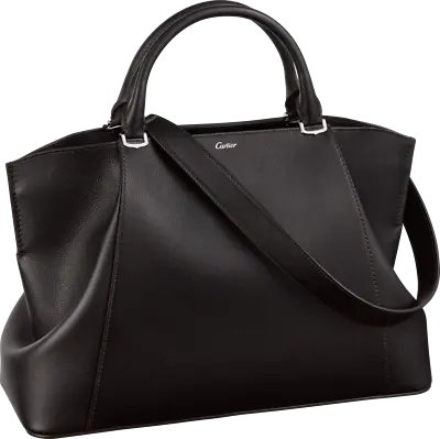 $500 • Buy Authentic C De CARTIER Handbag Shoulder Bag Small Black Leather Adjustable Strap
