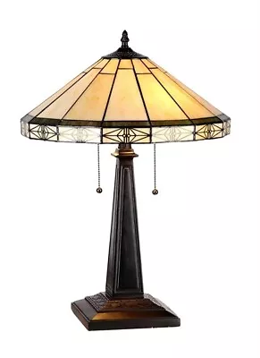CHLOE Lighting  BELLE  Tiffany-style Mission 2 Light Table Lamp 16  Shade • $145