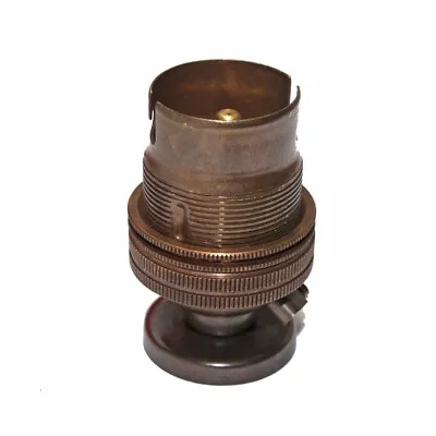 £8.74 • Buy Solid Brass BC Shade Ring Lampholder C/w Fixing Plate & Cover Antique Finish
