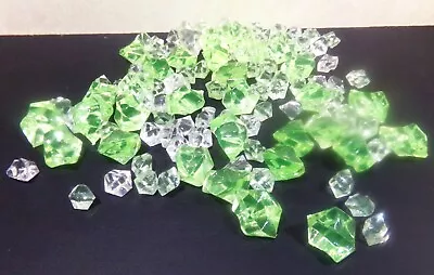 100 Faux Green & Clear Acrylic Fake Ice Chunks Crafts Decorations • £7.71