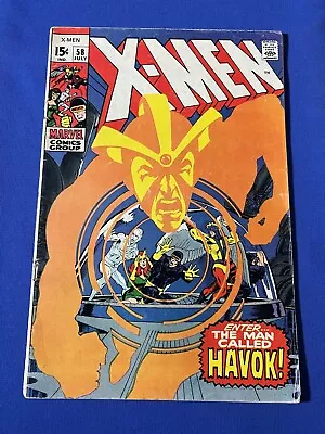 The X-MEN # 58   (1969)   MID GRADE   Featuring NEW COSTUME FOR HAVOK - MAGNETO! • $149