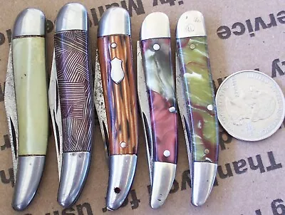 5 MINIATURE TICKLER Pocket Knives With Multi Color Handles TEXAS TOOTHPICK KNIFE • $21.50